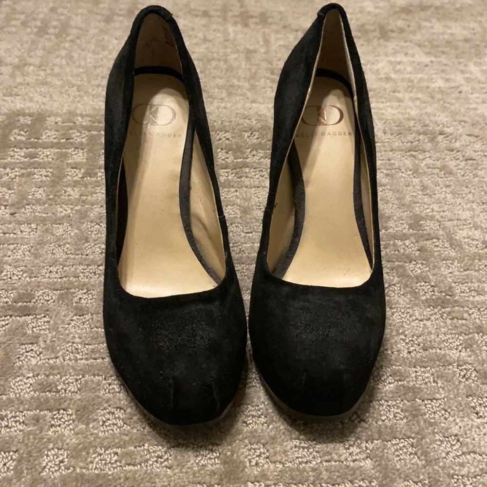 Kelsi Dagger Black suede heels